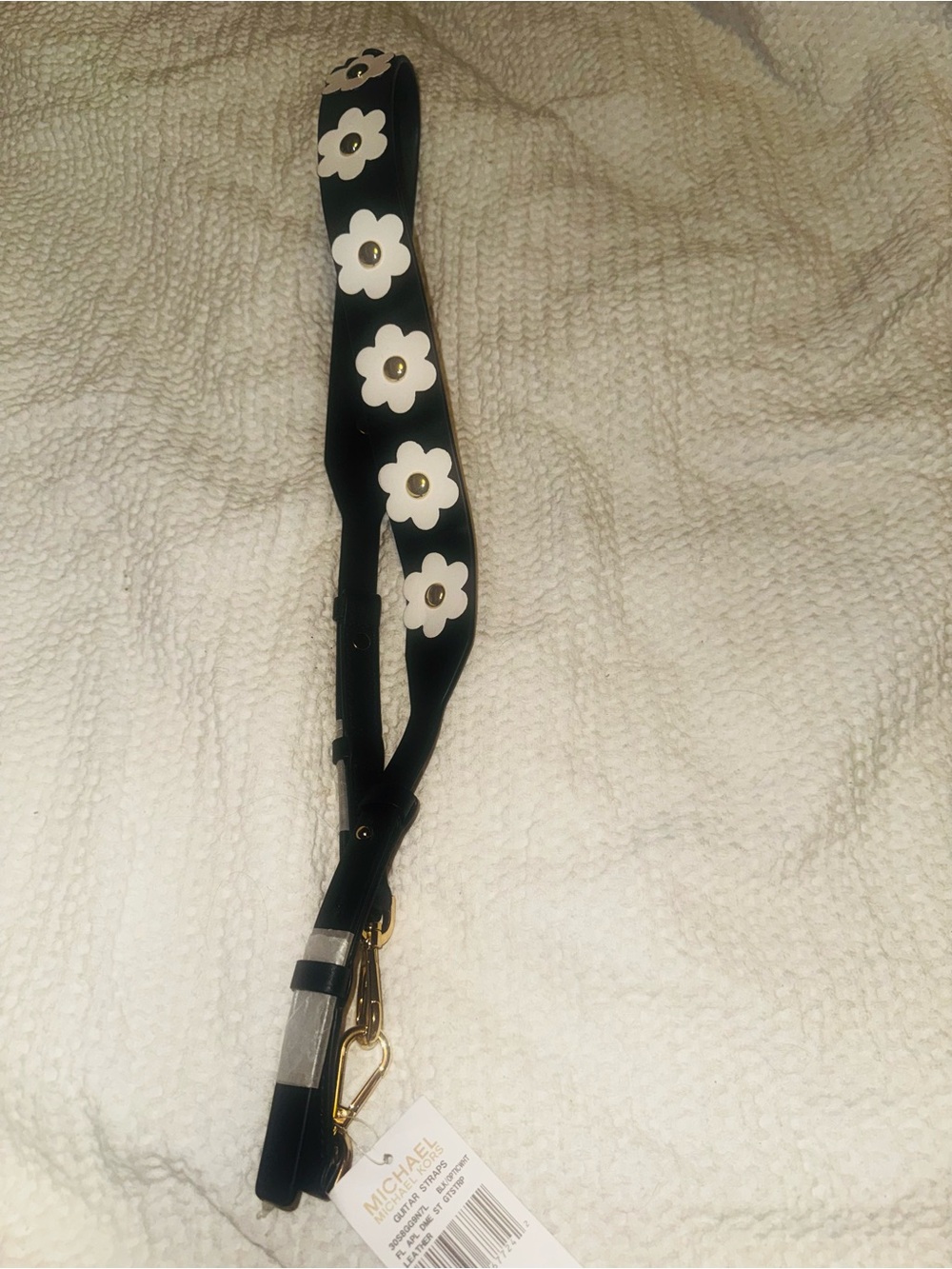Michael Kor/MK Black Floral Appliqué Bag Strap, guitar strap 🌼 NWT- - Picture 7 of 14